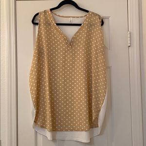 Cream and white polka dot sleeveless shirt